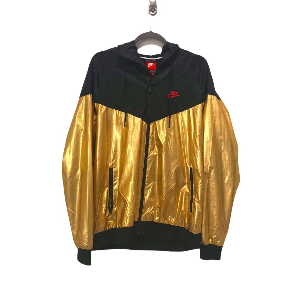 Nike Air Unisex Windrunner Hooded/Vented Metallic Gold Windbreaker Jacket Large